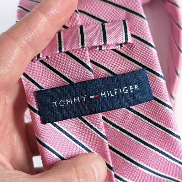 Tommy Hilfiger Candy pink striped neck tie - Picture 6 of 7